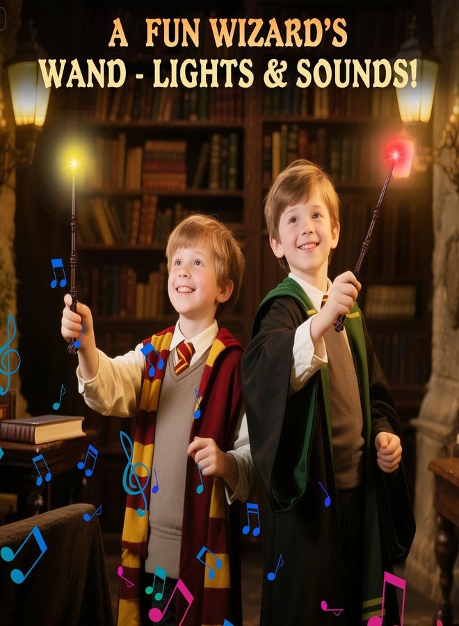 Maikoi Light Up Magic Wizard Wand with Sounds & 4 Color Lights Illuminating Witch Toys for Kids Cosplay Party Birthday Gift, Brown, 2PCS - Image 4